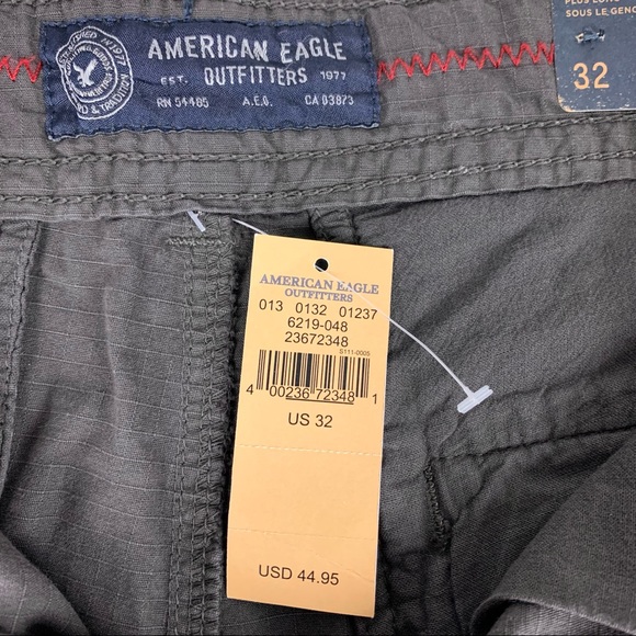 American Eagle Longer Length Cargo Shorts Gray Brown 100% Cotton Men’s Sz 32 NWT - Picture 4 of 16